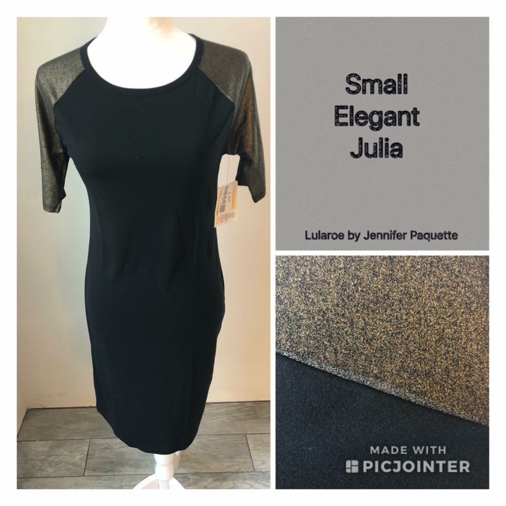 Lularoe elegant Julia small black gold accents